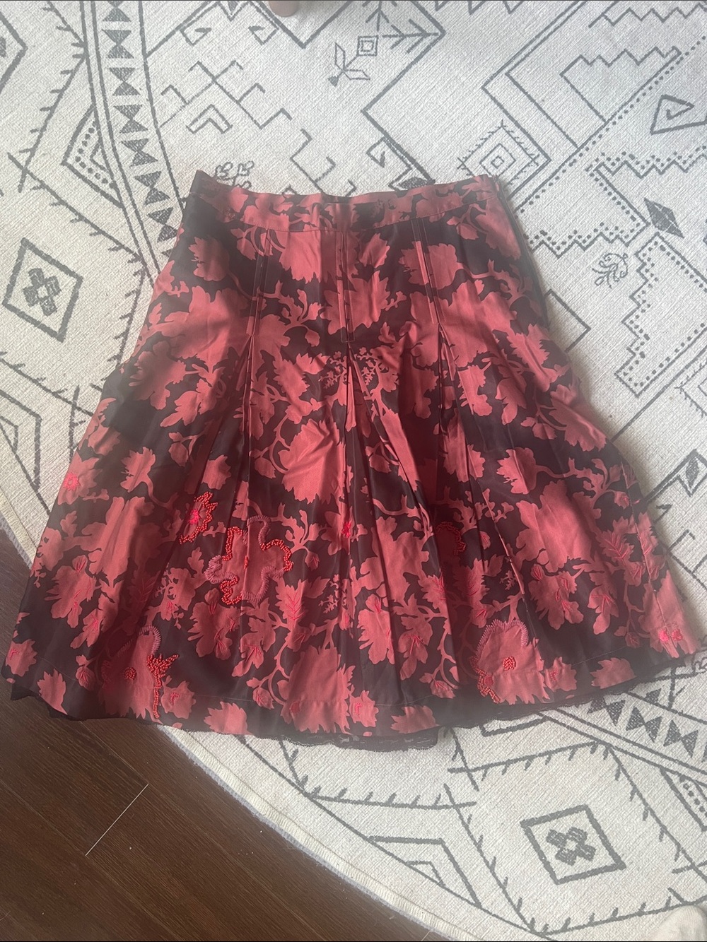 Essentiel Antwerp Red Floral Fit-and-Flare Skirt
